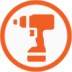 Orange and white icon that represents a tool or action.