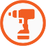 Orange and white icon that represents a tool or action.