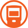 Orange and white icon that represents a tool or action.