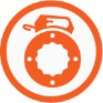 Orange and white icon that represents a tool or action.