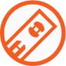 Orange and white icon that represents a tool or action.