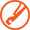 Orange and white icon that represents a tool or action.