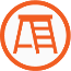 Orange and white icon that represents a tool or action.