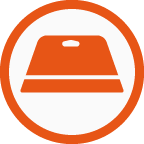 Orange and white icon that represents a tool or action.