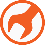 Orange and white icon that represents a tool or action.